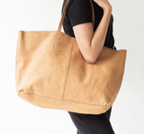 Unlined Leather Tote Tan
